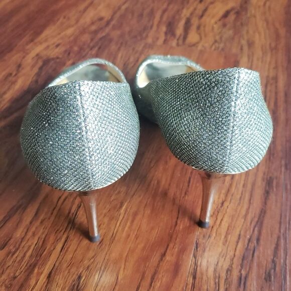 Jimmy Choo Shimmery Gold Mesh Overlay Wedding Party Kitten Heels Size 38 - Picture 6 of 11